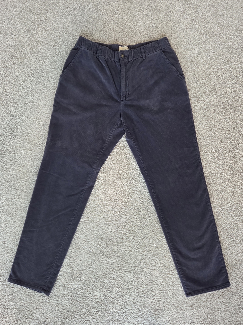 Marine Layer Saturday Slim Straight Pant Gray, Elastic Waist